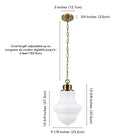 Hudson&Canal - Suspension Annie , 23 cm de large, avec abat-jour en verre - Laiton/blanc lait-Dimensions du produit : 9" L x 9" l x 12" H