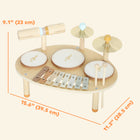 Qaba 4-in-1 Kids Musical Instrument with Drums and Xylophone - Natural Wood-Real metal and copper produce rich, authentic tones unlike plastic toys 