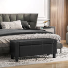 HOMCOM - Ottoman de rangement rembourré en similicuir - noir-Conception durable avec structure en bois et similicuir, rangement avec couvercle à ouverture facile   