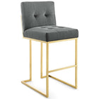 Modway Privy Gold Stainless Steel Performance Velvet Bar Stool - Gold Charcoal - Set of 2-Gold Stainless Steel Geometric Base