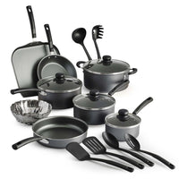 Tramontina Primaware Non-stick Cookware Set - 18 Piece Set-Patterned gray interior non-stick coating for easy cooking and cleaning
