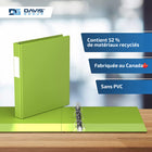 Davis Group Super économie, Reliure à anneaux en “D” inclinés 1 po, paquet de 6 – Vert Lime-Polypropylène sans PVC