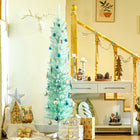 HOMCOM 6' Slim Artificial Christmas Tree - Gradient Blue-Base is detachable for easy storage 