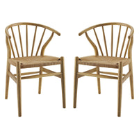 Modway Flourish Spindle Wood Dining Side Chair - Natural - 2 Pack-Modern Farmhouse Dining Chair Set of 2