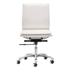 Zuo Lider Plus Armless Office Chair - White-Plush and durable faux leather fabric