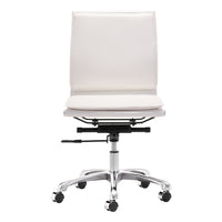 Zuo Lider Plus Armless Office Chair - White-Plush and durable faux leather fabric