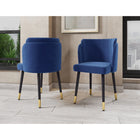 Manhattan Comfort - Chaise de salle à manger moderne Zephyr 21,65 po en velours bleu royal-Cadre en bois massif avec pieds évasés et embouts dorés
