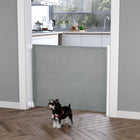 Pawhut Retractable Pet Safety Gate - Grey-Use a hand to open