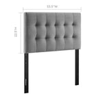 Modway Lily Biscuit Tufted Performance Velvet Twin Headboard - Grey-Velvet Polyester Upholstery
