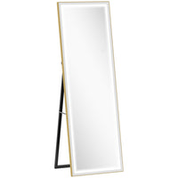 HOMCOM LED Full Length Mirror with Adjustable Lights - 21" W x 64" H - Gold-64" x 21" (162.5 x 53.3 cm) large mirror provides a full head-to-toe view 