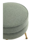 Manhattan Comfort Bailey 18.11" Mid-Century Modern Polyester Blend Upholstered Ottoman - Sage Green with Gold Legs-Leg Height Measures: 8.66 in