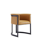 Manhattan Comfort - Chaise de salle à manger moderne Corso 26,38 po en similicuir rembourré - Beige-Des pieds uniques encadrent l’objet de haut en bas