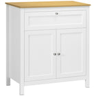 HOMCOM 31.5" L Storage Cabinet - White-A 2-tier cabinet and drawer keep your belongings organized