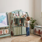 Qaba - Bibliothèque pour enfants avec rangement pour jouets, présentoir à livres, étagères et tiroirs en tissu - vert-Une hauteur adaptée aux enfants de 36 po permet aux enfants d’accéder aux objets de façon autonome
