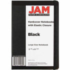 JAM Paper Hardcover Large Journal Notebook with Elastic - 100 Lined Sheets - 5 7/8" x 8 1/2" - Black-Size: Large (5.88 x 8.5 inches) | Fits easily in bags, backpacks, and brief cases.