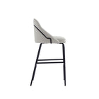 Manhattan Comfort Gracie 22" Modern Leatherette Upholstered Barstool - Stone and Black-Seat Height: 29.1 in