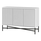 Hudson&Canal Brighton 48"W Buffet Table - White-The top has a weight capacity of 75lbs, inside storage area can hold 35 lbs on each shelf