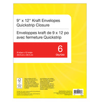 Staples QuickStrip Catalogue Envelopes - 9" x 12" - 6 Pack-9" x 12"