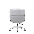 Plata Import - Chaise de bureau élégante Chaise réglable en similicuir avec cadre en aluminium poli, Blanc-Bras fixes
