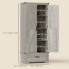 HOMCOM 72" H Farmhouse Pantry Cabinet - Distressed Light Grey-Adjustable shelves cater to various item heights 
