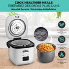 Rice Robot - Cuiseur à riz individuel antiadhésif XL 2 l avec panier vapeur en acier inoxydable - Blanc-Conçu pour un usage familial au quotidien: grande capacité parfaite pour foyers, repas entre amis et préparation des repas de la semaine