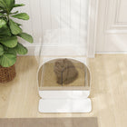 PawHut Cat Litter Box with Lid, Removable Tray, Scoop and Filter - White-A mat in front catches litter before it gets on the floor 