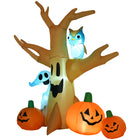 HOMCOM 7.5’ Lit Inflatable Haunted Tree with Pumpkins Halloween Yard Decoration-Scary ghost tree with owl, ghost, and jack-o-lanterns brings a cohesive Halloween display together 