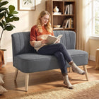HOMCOM - Canapé d’amour rembourré 46 po avec pieds en bois - gris-Coussin d'assise épais rembourré de mousse avec un paquet de ressorts à l'intérieur pour s'installer confortablement 