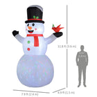 Outsunny 12' Lit Inflatable Rotating Snowman Christmas Decoration-Includes five stakes and three drawstrings to keep it anchored on windy nights 