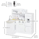 Qaba Kids Kitchen Playset with Microwave Fridge - White-Simulation design with functional elements like a sink, cabinet, and electronic water dispenser 