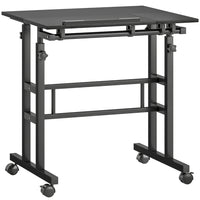 HOMCOM 27.6" Stand Up Desk with Tilting Desktop - Black-Adjusts from 27.8"-47.2", easily switching from sitting to standing