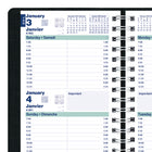 Blueline - 2026 Agenda quotidien Essential de deux jours par page - 8 po x 5 po - Noir - Bilingue-Calendriers de référence du mois précédent, du mois courant et des deux suivants sur chaque page double