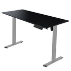 Ezywork - Bureau assis-debout électrique réglable en hauteur 60 po - Structure grise / Plateau noir-Plateau de table d'une seule pièce, épaisseur 1 pouce