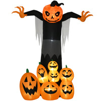 HOMCOM 9' Inflatables Pumpkin Ghost Halloween Decoration-The pumpkin ghost with pumpkins brings a cohesive Halloween display together 