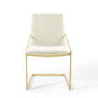 Modway Pitch Performance Velvet Dining Armchair - Gold/Ivory - 2 Pack-Chair Weight Capacity: 330 lbs.