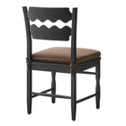 Modway Jax Oak Wood Dining Chair With Wavy Razor Back and Cushion - Black Cocoa-Sturdy Side Stretchers