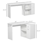 HOMCOM - Bureau en l avec tiroir - 46 po L x 32,25 po l x 29,25 po H - blanc-Panneau de particules durable avec surface en mélamine, résistant et facile à nettoyer 