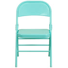 Flash Furniture HERCULES ColourBURST Series Tantalizing Teal Triple Braced & Double-Hinged Metal Folding Chair-Non-Marring Glides