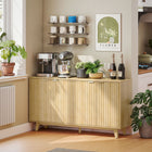 HOMCOM Modern 55.1" L Sideboard Buffet Cabinet with Storage - Natural Wood-Five solid wood legs with adjustable feet ensure stability