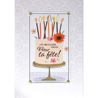 Rosedale Gold French Birthday Greeting Cards & Envelopes - 5-1/2" x 8" - Cake - 6 Pack-Premium quality greeting cards