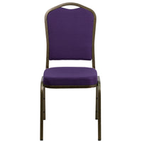 Flash Furniture HERCULES Series Crown Back Stacking Banquet Chair in Purple Fabric - Gold Vein Frame-Multipurpose Banquet Chair