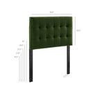 Modway Lily Stain-Resistant Performance Velvet Twin Size Headboard - Moss Green-Twin Size Headboard