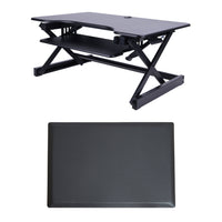 Rocelco EADR+MAFM Easy Lift Adjustable-Height Sit & Stand Desk Riser with Medium Anti-Fatigue Standing Mat, Black (EADRMAFM)-Large Work Surface: 32" wide by 20.5" deep desktop that holds up to two 24" monitors or one 32" monitor and retractable keyboard tray is 21" wide by 11" deep