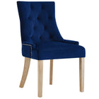Modway - Pose Performance Velvet Chaise à manger Ensemble de 2 - Marine-Pieds en bois naturel