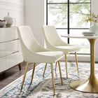 Modway Viscount Performance Velvet Dining Chairs - Gold/Ivory - 2 Pack-Minimalist Design