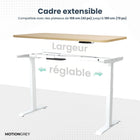MotionGrey - Bureau assis-debout électrique à double moteur, réglable en hauteur, 140 po de largeur - Cadre blanc-Moteurs doubles Bosch fabriqués en Allemagne - Nos moteurs Bosch haut de gamme offrent une capacité de charge et une vitesse de déplacement supérieures aux normes de l’industrie, tout en respectant des critères élevés d’efficacité énergétique. Pour garantir une qualité optimale, chaque moteur est soumis à un processus d’inspection complet en 6 étapes
