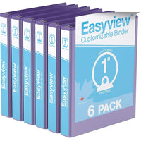 Davis Group Easyview Premium Binder - Round Ring - Customizable - 1" - Purple - 6 Pack-3 Ring Binder