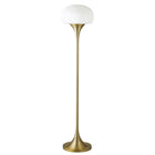 Hudson&Canal Aleister Torchiere Floor Lamp with Glass Shade - Brass/White Milk-Mid-century style for your living room, office space, bedroom, or reading nook