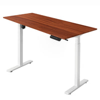 Ezywork -  Bureau debout réglable en hauteur électrique 60" - Cadre blanc / Dessus de table noyer foncé-Dessus de table en pièce entière de 1" d'épaisseur