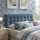 Modway Lily Stain-Resistant Performance Velvet Queen Size Headboard - Cadet Blue-Biscuit Tufted Design